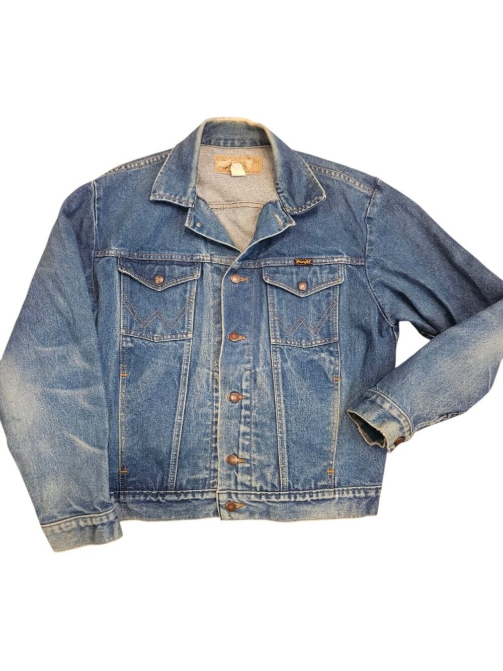 VTG Wrangler Western Denim Jacket Mens Size 42 L Distressed USA Made M-159